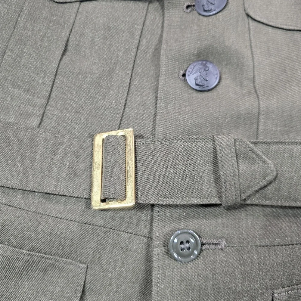 WWII Era USMC Enlisted Service Coat 44S Wool Sgt‎ Chevron Patches Green Vintage